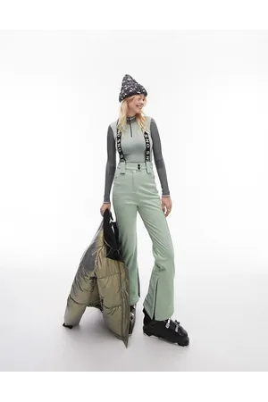 Topshop Sno - Pantaloni a zampa da sci menta con bretelle