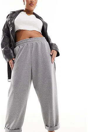 ASOS ASOS DESIGN Curve - Joggers con orlo risvoltato in tessuto scuba antracite mélange
