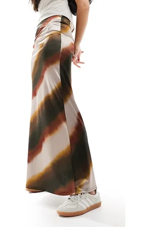 ASOS Gonna lunga in twill di raso a righe sfumate