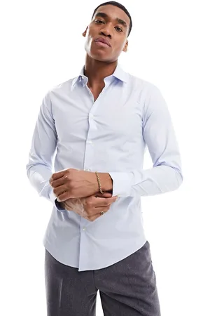 French Connection Camicia elegante skinny azzurra