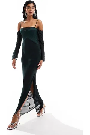 ASOS Vestito lungo drappeggiato sul retro intenso con corsetto