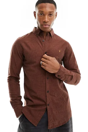 Farah Steen - Camicia slim spazzolata bordeaux