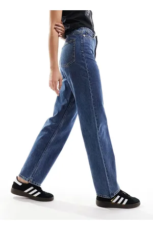 Monki Zami - Jeans dritti a vita alta polvere medio