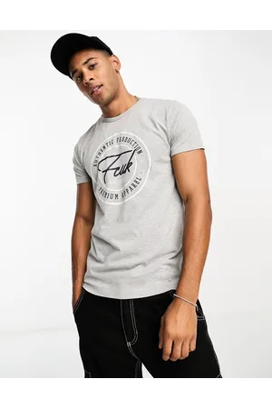 French Connection FCUK - T-shirt premium chiaro mélange con stampa