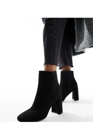 London Rebel London Rebel Wide Fit - Stivaletti a pianta larga con tacco largo neri