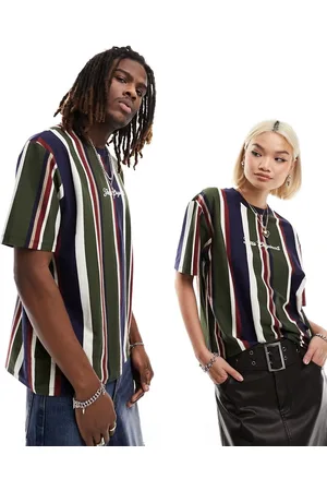 Guess T-shirt unisex e verde a righe verticali