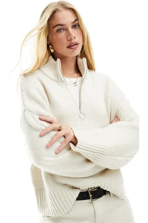 ASOS Maglione comodo crema con zip sul colletto
