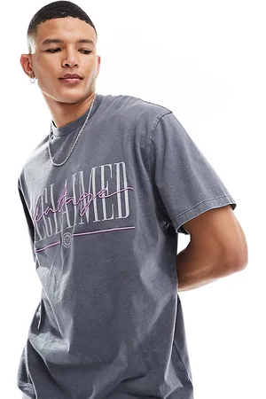 Reclaimed T-shirt con logo oversize antracite slavato