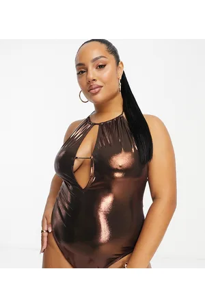 South Beach Costume da bagno allacciato al collo metallizzato
