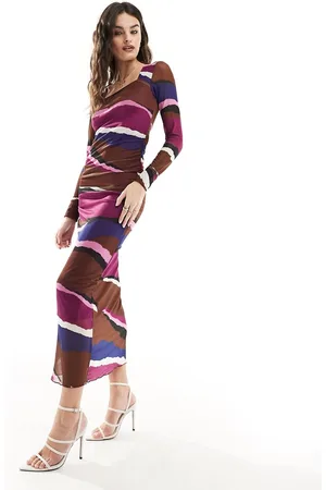 Y.A.S Rizza - Vestito midi viola con stampa astratta