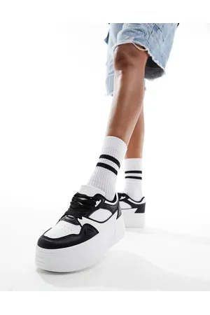 London Rebel Sneakers flatform a pannelli bianche
