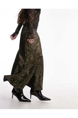 Topshop Gonna lunga a sirena in velluto riccio color