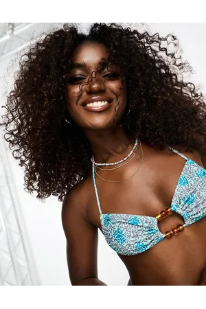 Motel Ravola - Top bikini con perline e stampa batik bohémien a fiori