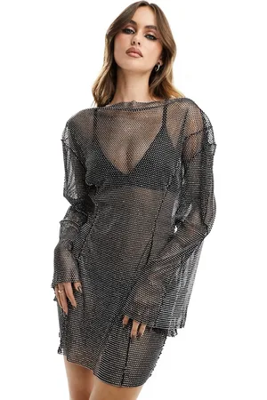 HEIRESS BEVERLY HILLS Heiress - Beverly Hills - Vestito premium corto in rete nera con strass applicati