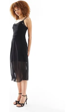 MANGO Vestito midi con inserti in pizzo