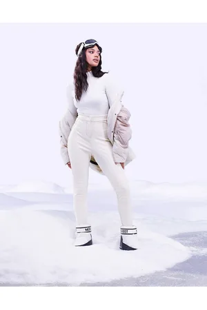 ASOS Pantaloni da sci skinny bianchi con dettagli stile biker