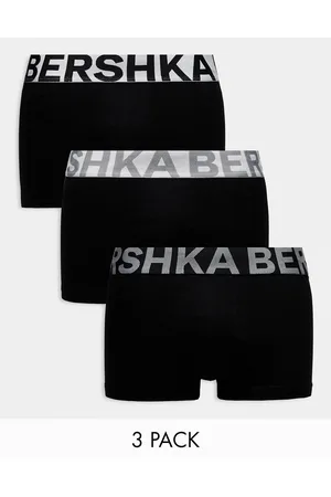 Bershka Confezione da 3 boxer neri con elastico in vita a contrasto