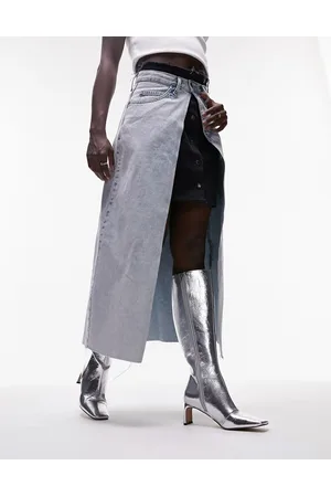 Topshop Raven - Stivali al ginocchio con tacco e punta quadrata