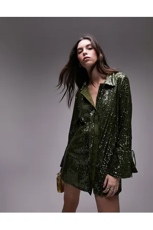 Topshop Camicia oversize con paillettes in coordinato