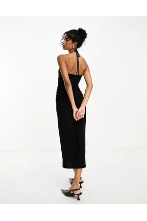 River Island Vestito midi allacciato al collo con collo decorato