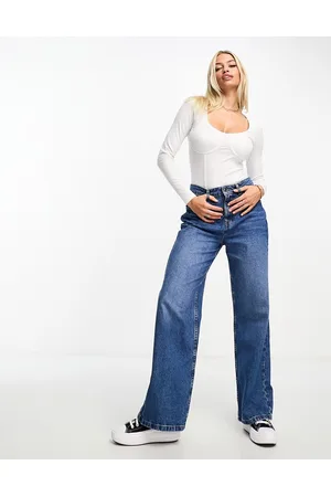 ASOS Coppe Grandi - Body a coste con cuciture sul bustino e maniche lunghe