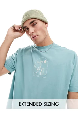 ASOS T-shirt verde-azzurro oversize con stampa astratta sul petto