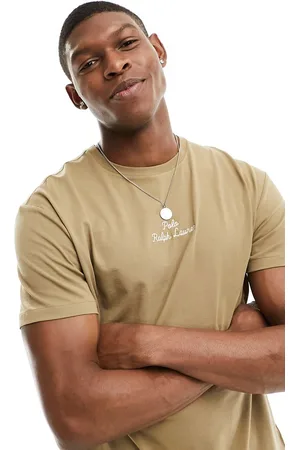 Ralph Lauren T-shirt classica oversize kaki cuoio con logo centrale
