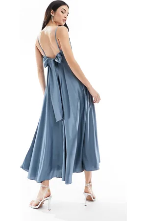 ASOS Vestito midi in raso color crepuscolare allacciato sul retro