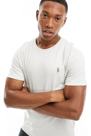 Ralph Lauren T-shirt in cotone pima antracite mélange con logo a icona