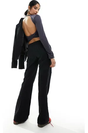 Weekday Keela - Pantaloni jacquard neri a pois in coordinato