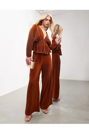 ASOS Pantaloni a fondo ampio plissé color ruggine