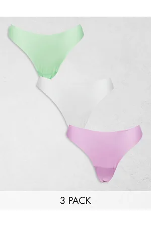 ASOS Confezione da 3 perizomi invisibili con pizzo bianco, lilla e pistacchio