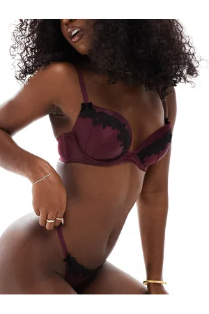 New Look Reggiseno in raso bordeaux con ricamo