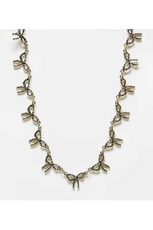 Reclaimed Collana dorata effetto brunito con fiocchi