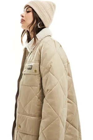 Barbour Supanova - Giacca taglio lungo trapuntata beige con colletto