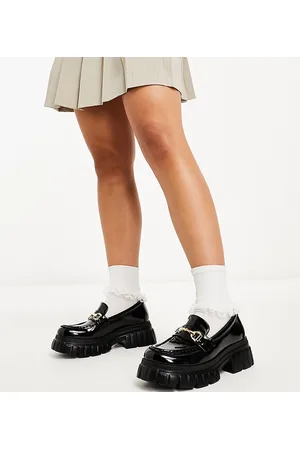 ASOS Magnus - Mocassini a pianta larga con suola spessa neri verniciati