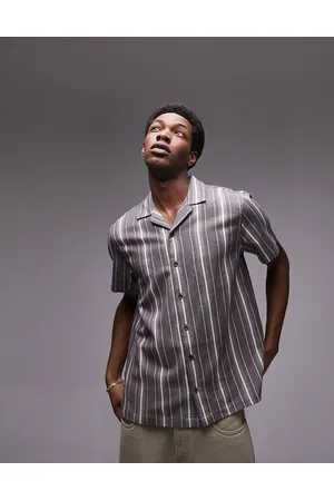 Topman Camicia a maniche corte vestibilità regular con rever a righe