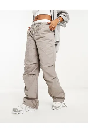 ASOS Pantaloni cargo parachute color pietra slavato allacciati in vita