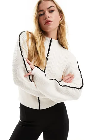 & OTHER STORIES Maglione in misto cotone e lana merino color block sporco e nero