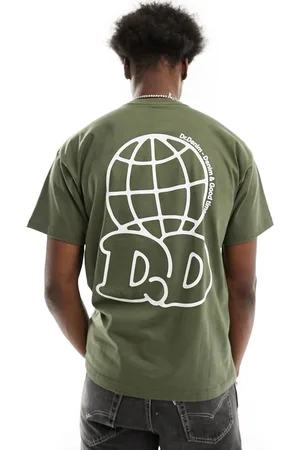 Dr Denim Trooper - T-shirt comoda kaki con stampa e logo sul retro