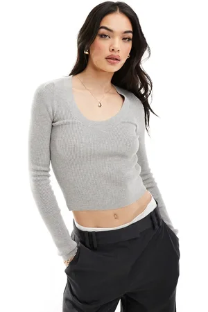 ASOS Maglione a coste con scollo rotondo in filato sottile