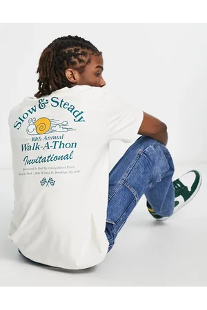 Coney Island Picnic T-shirt bianca con stampa “walk-a-thon” sul davanti e sul retro