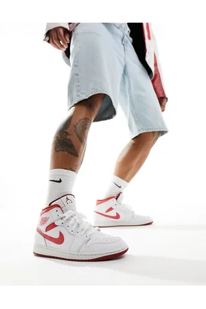 Jordan Air 1 Mid - Sneakers alte bianche e rosse