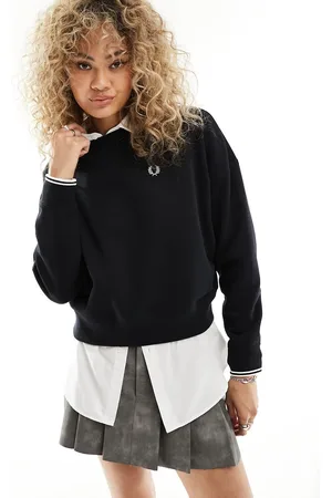Fred Perry Felpa nera con bordi a contrasto
