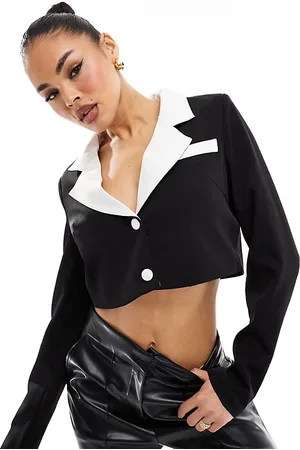 In The Style Esclusiva - Blazer sartoriale corto monocromatico con rever a contrasto