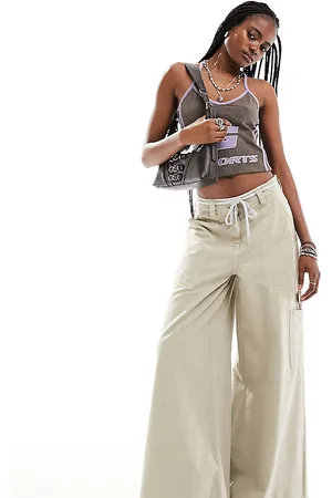 COLLUSION X018 - Jeans stile skater color pietra