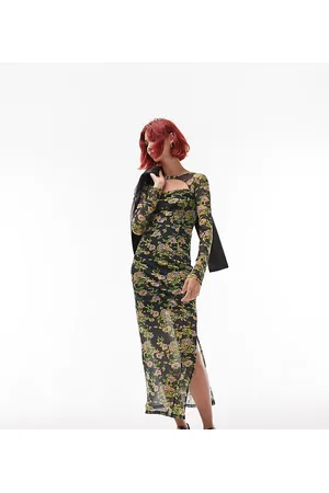 Topshop Vestito corto a maniche lunghe in jersey a fiori