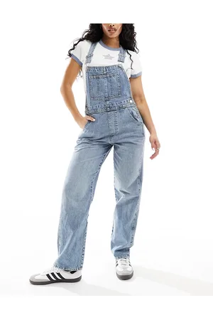 ASOS Hourglass - Salopette in denim medio