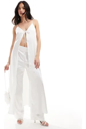 Y.A.S Top da sposa lungo a canottiera in raso allacciato davanti con strascico in coordinato