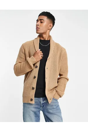Brave Soul Cardigan in maglia a coste inglesi beige